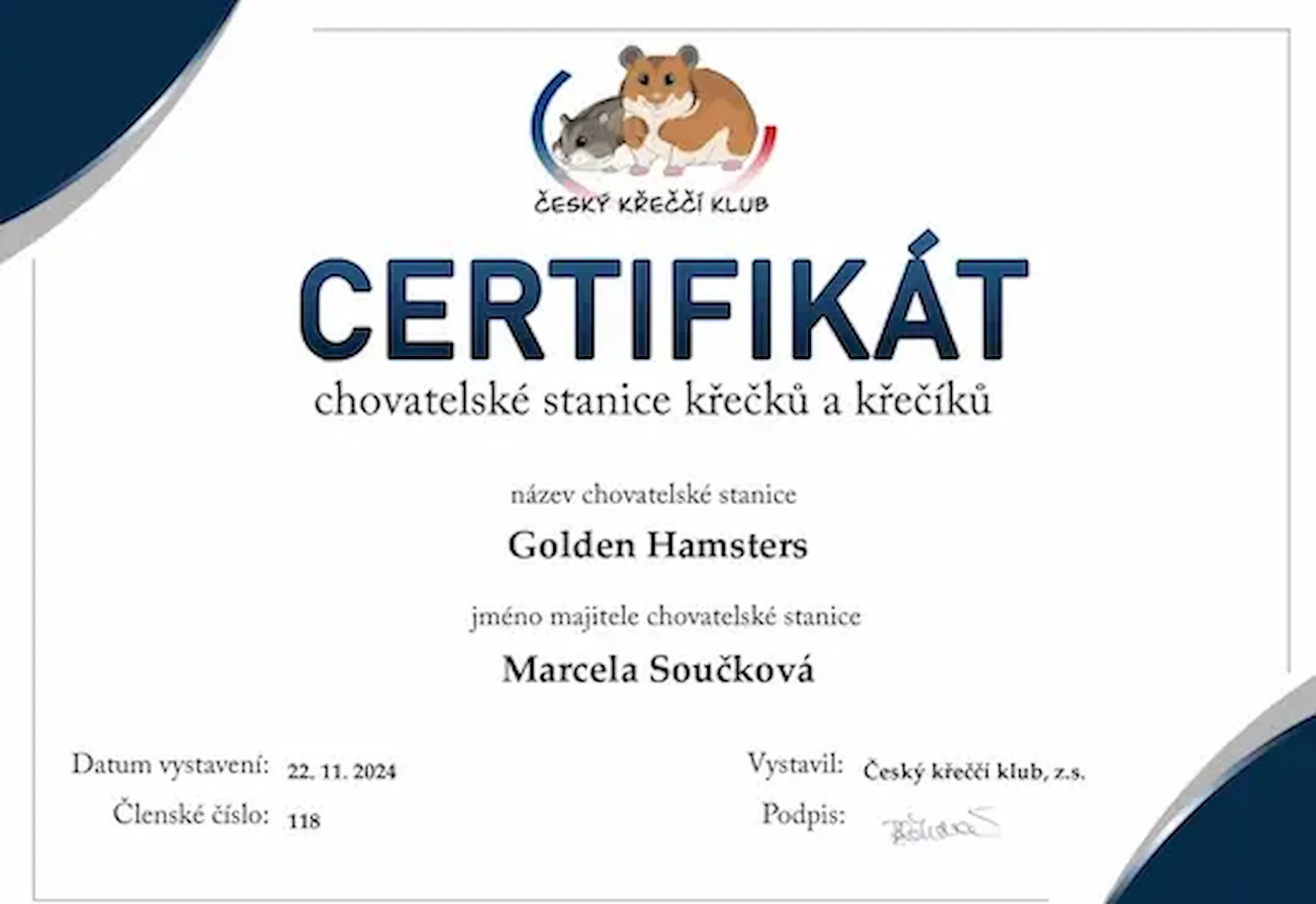 Certifikát o členství